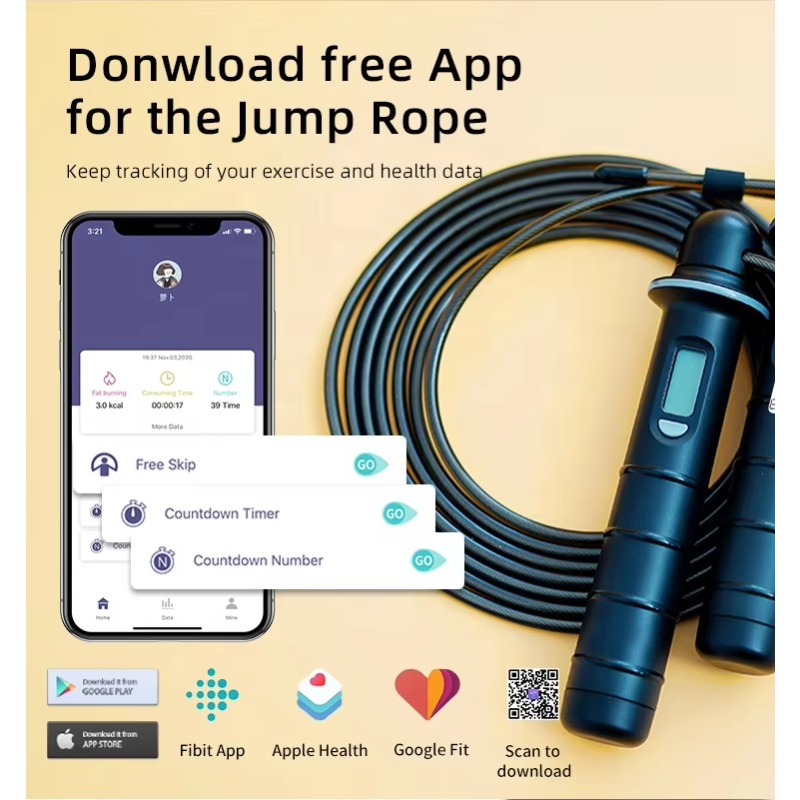 Smart Jump Rope Digital Counter - ลดกระหน่ำ ขายส่ง สายกระโดดดิจิทัลไร้สายอิเล็กทรอนิกส์ พร้อมเครื่องนับแคลอรี่ SDK สมาร์ท