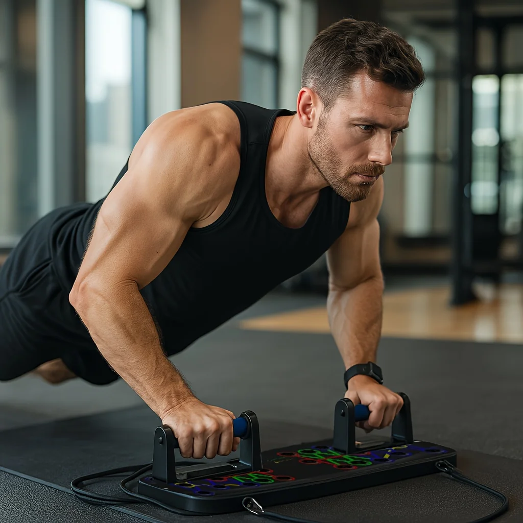 Push Up Board Foldable Multi Function - 1 ชิ้น ชุดกระดานวิดพื้นพับได้อเนกประสงค์ พร้อมที่จับ อุปกรณ์ฝึกออกกำลังกายแบบพกพา สำหรับบริหารหน้าอก
